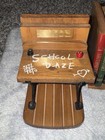 Vtg Enesco  school Daze  School Desk Bookends Pair 5 5  Tall Wood Cast Iron 1970