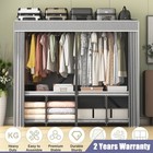 Heavy Duty Portable Metal Closet With Cover Foldable Covered Clothes Rack