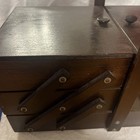 Vintage Wood Accordian Expanding Sewing Box  Made In Romania  