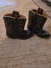 Vintage 1940 50s Toddler  Cowboy Boots  Black Leather
