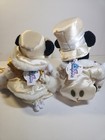 2000 Disney Parks Christmas Mickey   Minnie Victorian Cream Satin Plush Set Nwt