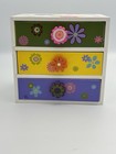 90   s Vintage Three Drawer Desktop Organizer Flowers Yellow Pink Green Purple 