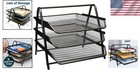 Elegant 3-tier Mesh Letter Tray Desk Organizer - Stylish Document Holder In B   