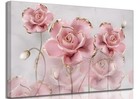 Modern Delicate Pink Gold Roses Wall Art Flower Reflecting 24 l X 16 w Canvas
