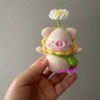 Handmade Amigurumi Crochet Cute Flower Pig Doll Hand-knitted Toy Plushie