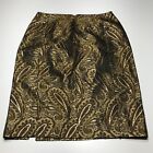 Unbranded Straight Skirt Womens Size 6 Brown Gold Paisley Stretch Front Slit Usa