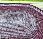 Handmade Crocheted Rag Rug 41  Oval In Purple Wines  Upcycled Design By Ree-vick