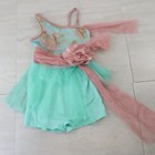Curtain Call Dance Costume Girls Size Csm Teal Blue Pink Nylon Suit