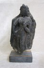 Ancient Gandharan Schist Stone Sculpture Of A Female Deity  Circa 200 Ad