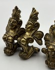Set Of 4 Antique French Brass Figural Caryatid Furniture Feet Herm Bust Empire