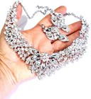 Clear Crystal Choker Rhinestone Necklace Earring Set Bridal Prom Pageant
