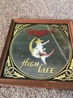 Original Lady On The Moon Miller High Life Wood Framed Reverse Glass Advertising