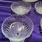 Vintage Anchor Hocking Scallop Clam Shell Glass Salad Bowl With Plates Utensils