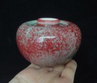 Rare Chinese Old Hand Carving Apple Green Red Porcelain Vase Pot  kangxi  Marks