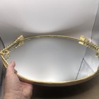 Vintage Stylebuilt Oval Gold Regency Mirror Vanity Tray 14 5    X 10   