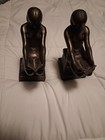 Rare Old Vintage Decorative Book End Men Reading Books Metal Brass Bookends Set