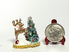 Artisan Christmas Tree   Reindeer Centerpiece 1 12 Dollhouse Miniature 0oak