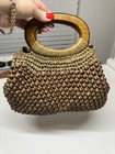 Vintage 70s Original Wooden Small Bag