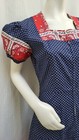 Vintage 1930 40s Bandana Print Cotton Zip Front Puff Sleeve House day Dress - L