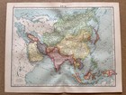 Antique Map Of Asia - India China Japan Siberia Arabia Persia Siam 1924