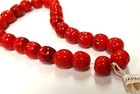 24 Vintage Japan Cherry Brand Glass Red Swirled 11mm  Baroque Round Beads 4665t
