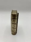 Vintage Pewter Book Shaped Snuff Box  1820-1910  Peacock Engraved Hinged  Case