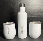 Hard Rock Branded Bright White Insulated Wine Bottle   Tumbler Set New In Box