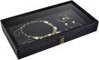 Wood Tempered Glass Top Jewelry Display Case Accessories Storage Box With Met   