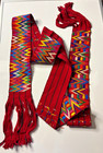 Vintage Chajul Guatemalan Ceremonial Faja Sash Textile Hand Embroidered Belt Tie