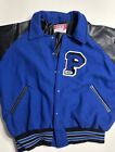 Vintage University Bomber Jacket Royal Blue  Black Size Xxl
