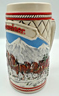 Budweiser Clydesdales Horses Holiday Stein 1985 Snowy Mountains Collectible