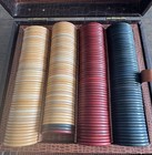 Vintage Resolin   Bakelite  Poker Chip Caddy Holder Very Cool  190 Chips