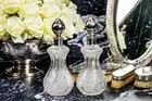 Large Pair Crystal Scent Perfume Bottle Silver Antique Victorian Vanity