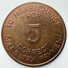 Arizona State Tax Commission 5 Cent Tax Token With Cactus On It