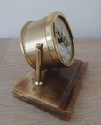 Vintage Polished Brass Chelsea Chatham Clock With Marble Base