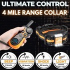 Dog Shock Collar With Remote  Unmatched 4-mile Range 124 Training Levels 4 Modes
