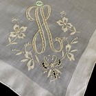 Vintage Madeira Hanky Handkerchief Embroidered Monogrammed H Yellow With Labels