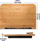 Bamboo Book Stand  Large Book Holder With 6 Adjustable Height  Foldable Cookbook