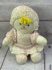 Eden Plush Baby Doll Rattle Stuffed Toy Lovey Floral Dress Yellow Yarn Hair