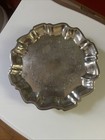 Vintage Wallace Silver Plate Footed Tray     Ornate Scalloped Edge Style 1526  euc