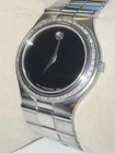 Movado Mens Dominion Stainless Steel Black Dial Diamond Watch