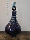 Art Glass Decanter Hand Blown Vintage Purple Blue Stopper Crystal 