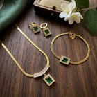 18k Gold Plated Emerald Green Cz Jewelry Set Necklace Bracelet Earring us Stock 