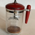 Vtg Mcm Hazel Atlas Glass Food Chopper Red Top   Handle Graduated Jar Chop Disk