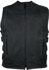 Racing Leather Vest Biker Vest Cowl Motorcycle Vest Buffalo Leather Matte Black