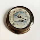 Vintage Nautical 9  Springfield Made In Usa Sailing Ship Maritime Barometer