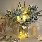 Artificial Flowers In Vase Faux Flowers With Vase Dusty Blue Silk Rose Flower   
