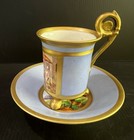 Antique  Hand Painted 19th Paris French Scenic Porcelain Cup   Saucer