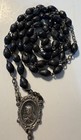 Vtg Black Seed Bead Rosary With Crucifix   Miraculous Medal  Stamped Italy