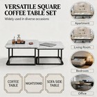 Set Of 2 Nesting Coffee Tables Square Side End Table For Living Room Metal Wood